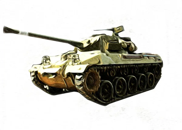 Vintage Tank Geïsoleerde Tekening Schets Kunst Illustratie — Stockfoto