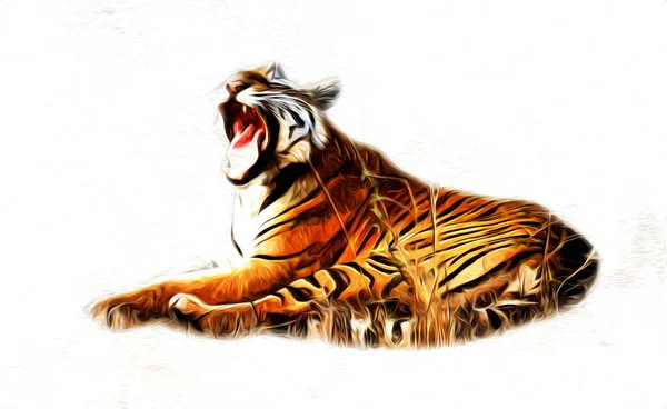 Tiger Art Illustration Color Vintage Grunge Retro — Stock Photo, Image