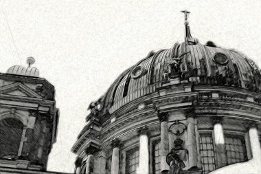 Berlin sanat eskizi çizimi eğlenceli tasarım antika retro