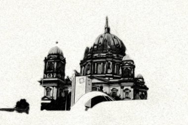 Berlin sanat eskizi çizimi eğlenceli tasarım antika retro