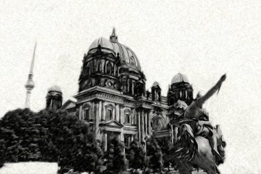 Berlin sanat eskizi çizimi eğlenceli tasarım antika retro