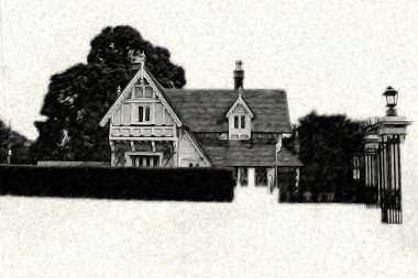 Londra 'nın büyük Ben sanat eseri çizimi, çizim, eğlenceli tasarım, antika retro