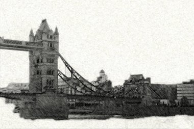 Londra 'nın büyük Ben sanat eseri çizimi, çizim, eğlenceli tasarım, antika retro