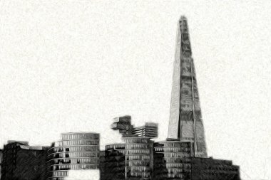 Londra 'nın büyük Ben sanat eseri çizimi, çizim, eğlenceli tasarım, antika retro