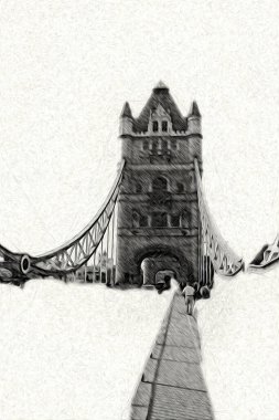 Londra 'nın büyük Ben sanat eseri çizimi, çizim, eğlenceli tasarım, antika retro