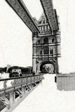 Londra 'nın büyük Ben sanat eseri çizimi, çizim, eğlenceli tasarım, antika retro