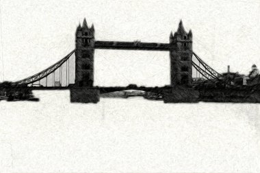 Londra 'nın büyük Ben sanat eseri çizimi, çizim, eğlenceli tasarım, antika retro