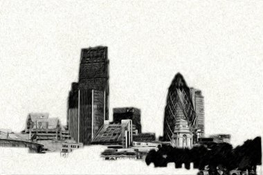 Londra 'nın büyük Ben sanat eseri çizimi, çizim, eğlenceli tasarım, antika retro