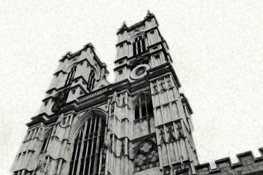 Londra 'nın büyük Ben sanat eseri çizimi, çizim, eğlenceli tasarım, antika retro