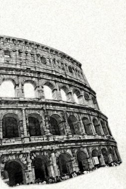 Roma İtalya sanatı eskiz çizimi eğlenceli tasarım antika retro
