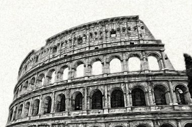 Roma İtalya sanatı eskiz çizimi eğlenceli tasarım antika retro