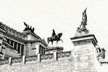 Roma İtalya sanatı eskiz çizimi eğlenceli tasarım antika retro