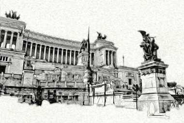 Roma İtalya sanatı eskiz çizimi eğlenceli tasarım antika retro