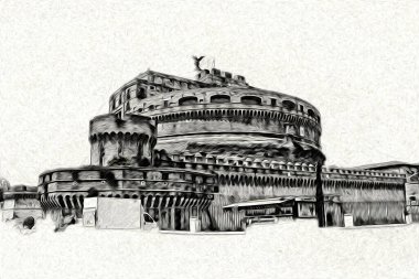 Roma İtalya sanatı eskiz çizimi eğlenceli tasarım antika retro