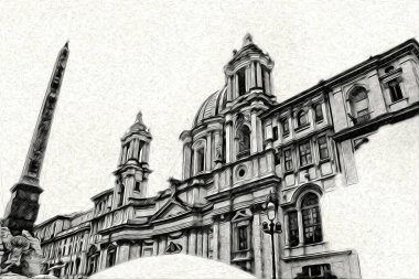 Roma İtalya sanatı eskiz çizimi eğlenceli tasarım antika retro