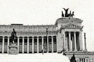 Roma İtalya sanatı eskiz çizimi eğlenceli tasarım antika retro