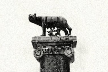 Roma İtalya sanatı eskiz çizimi eğlenceli tasarım antika retro