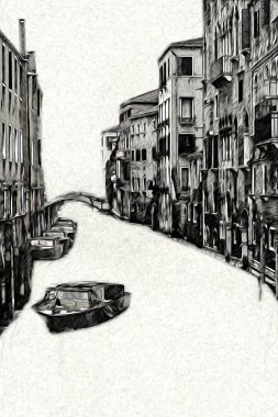 Venedik sanat eskizi çizimi eğlenceli tasarım antika retro