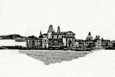 Venedik sanat eskizi çizimi eğlenceli tasarım antika retro