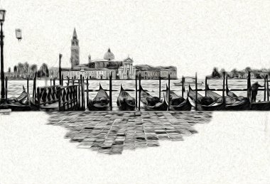 Venedik sanat eskizi çizimi eğlenceli tasarım antika retro