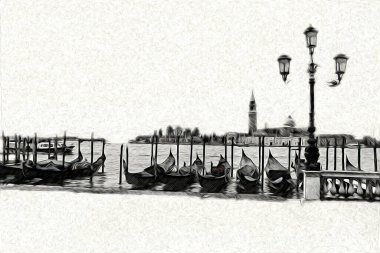 Venedik sanat eskizi çizimi eğlenceli tasarım antika retro