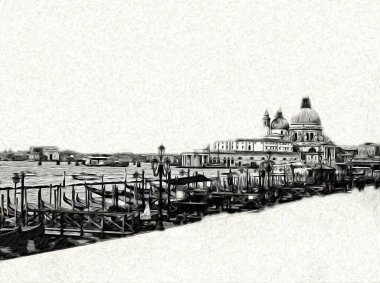 Venedik sanat eskizi çizimi eğlenceli tasarım antika retro