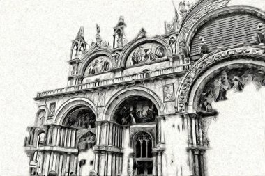 Venedik sanat eskizi çizimi eğlenceli tasarım antika retro