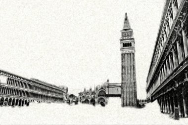 Venedik sanat eskizi çizimi eğlenceli tasarım antika retro