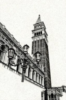 Venedik sanat eskizi çizimi eğlenceli tasarım antika retro