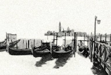 Venedik sanat eskizi çizimi eğlenceli tasarım antika retro