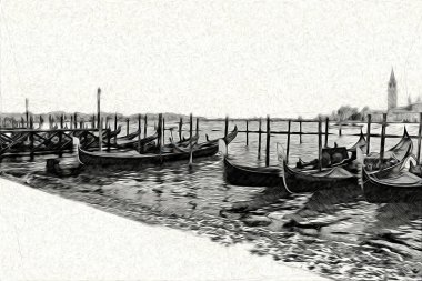 Venedik sanat eskizi çizimi eğlenceli tasarım antika retro