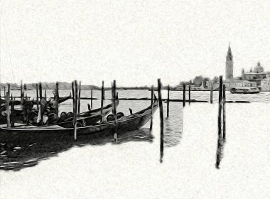 Venedik sanat eskizi çizimi eğlenceli tasarım antika retro