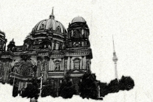 Berlin Sanat Eskizi Çizimi Eğlenceli Tasarım Antika Retro — Stok fotoğraf