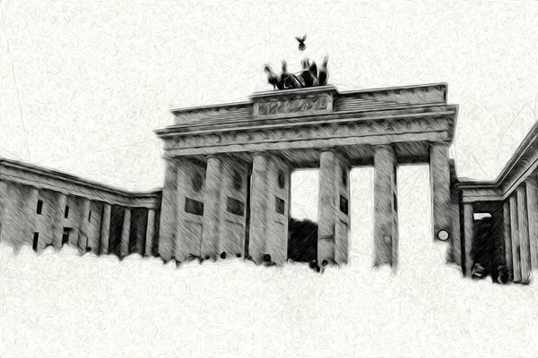 柏林艺术草图展示了有趣的设计 复古风格 — 图库照片