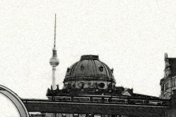 Berlin Sanat Eskizi Çizimi Eğlenceli Tasarım Antika Retro — Stok fotoğraf