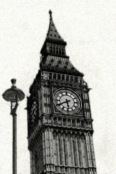 London Big Ben Art Drawing Sketch Illustration Fun Design Vintage — Stock Photo, Image