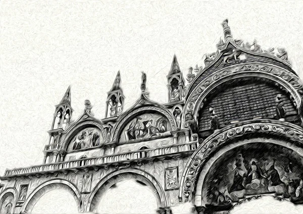 威尼斯艺术素描图解有趣的设计复古风格 — 图库照片