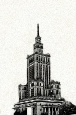 Varşova şehir manzarası dış sanat çizimi çizimi