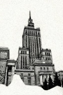 Varşova şehir manzarası dış sanat çizimi çizimi