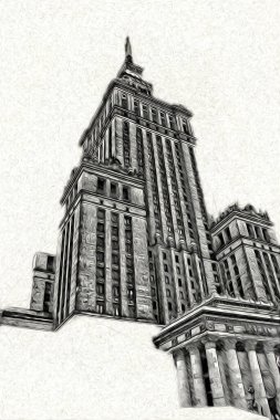 Varşova şehir manzarası dış sanat çizimi çizimi