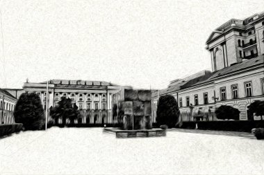 Varşova şehir manzarası dış sanat çizimi çizimi