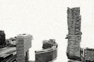 Varşova şehir manzarası dış sanat çizimi çizimi