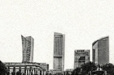 Varşova şehir manzarası dış sanat çizimi çizimi