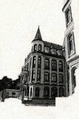 Wroclaw City Poland antika sanat eskizi çizimi