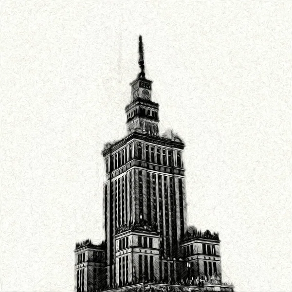 Varşova Şehir Manzarası Dış Sanat Çizimi Çizimi — Stok fotoğraf