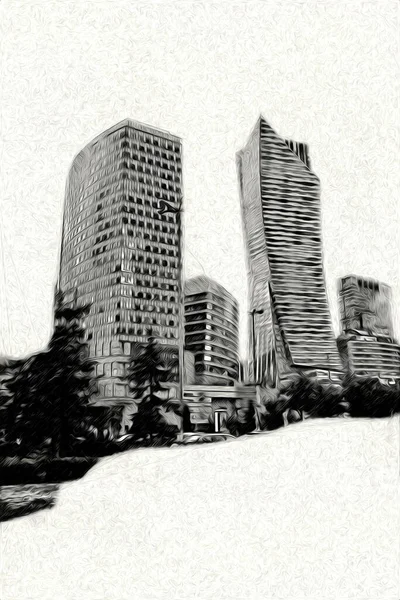 Warschauer Stadtbild Außenkunst Zeichnung Skizze Illustration — Stockfoto