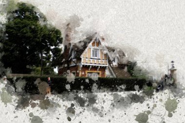 Londra 'nın büyük Ben sanat eseri çizimi, çizim, eğlenceli tasarım, antika retro