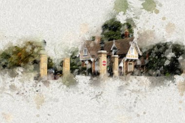 Londra 'nın büyük Ben sanat eseri çizimi, çizim, eğlenceli tasarım, antika retro