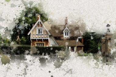 Londra 'nın büyük Ben sanat eseri çizimi, çizim, eğlenceli tasarım, antika retro