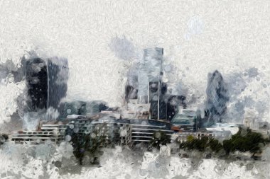 Londra 'nın büyük Ben sanat eseri çizimi, çizim, eğlenceli tasarım, antika retro